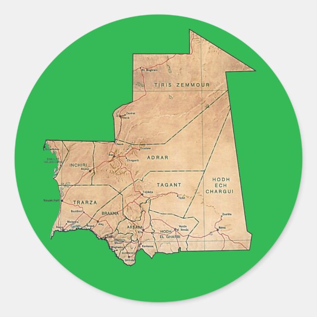 Mauritania Map Sticker (Front)
