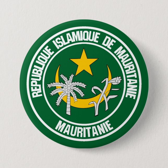 Mauritania Round Emblem 3 Inch Round Button (Front)