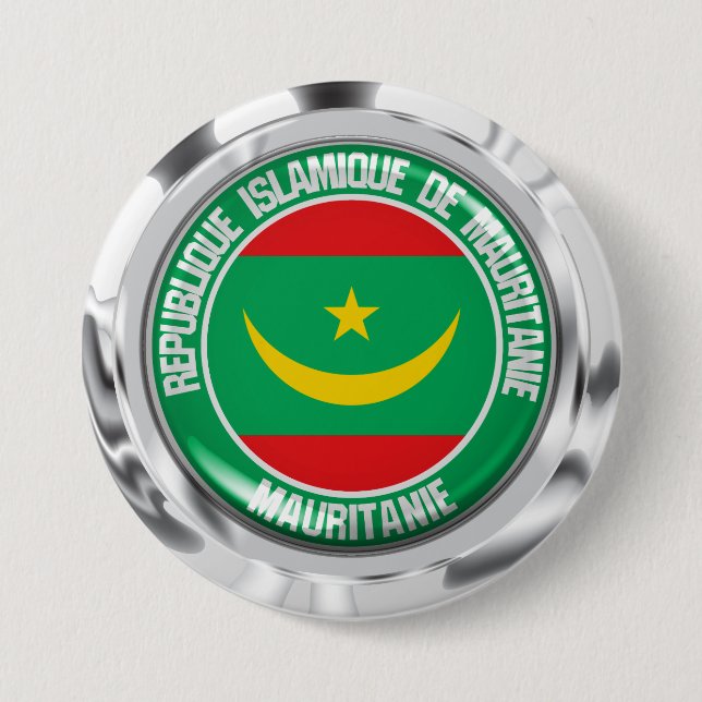 Mauritania Round Emblem 3 Inch Round Button (Front)