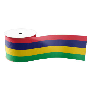 Mauritian Flag & Mauritius travel, holiday/sports Grosgrain Ribbon