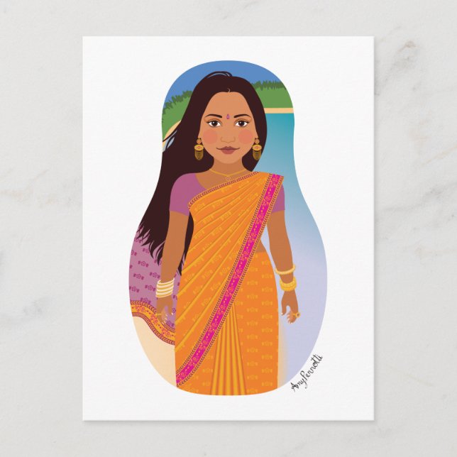 Mauritian, Indian Matryoshka Postcard (Front)
