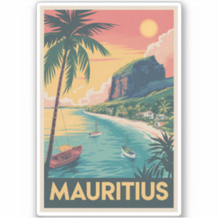 Mauritius Coast Illustration Travel Art Vintage