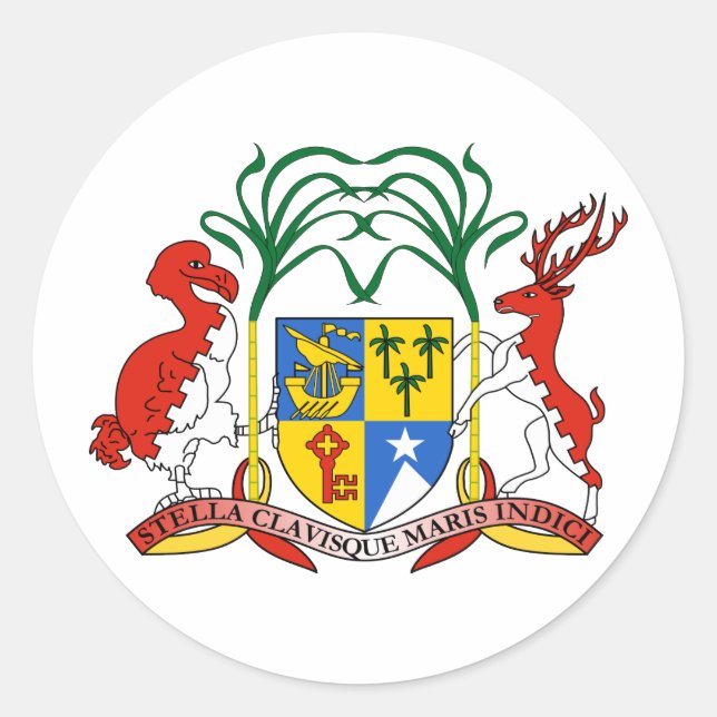 Mauritius Coat Of Arms Classic Round Sticker (Front)