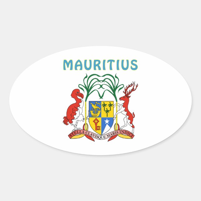 Mauritius Coat Of Arms Oval Sticker (Front)