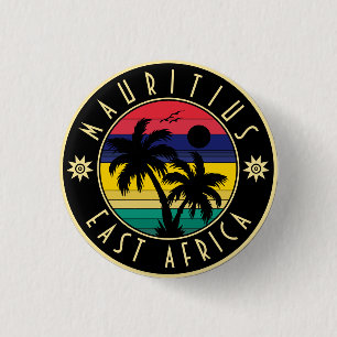 Mauritius East Africa Retro Sunset Souvenirs 60s 1 Inch Round Button