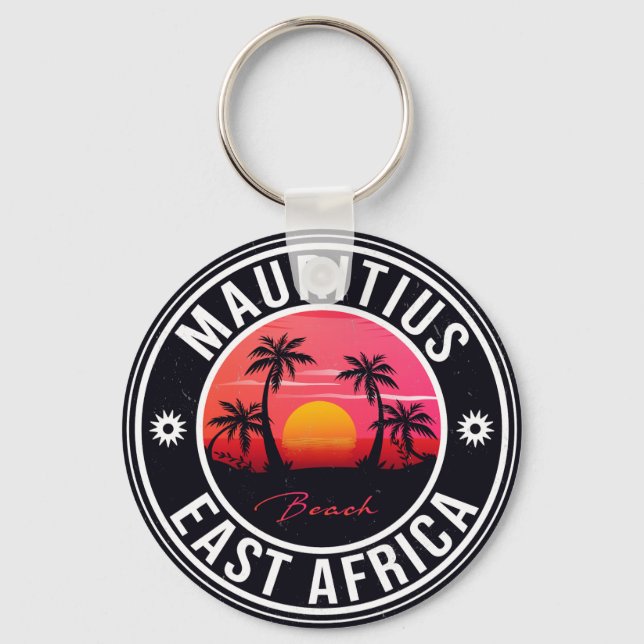 Mauritius East Africa Retro Sunset Souvenirs 60s Keychain (Front)