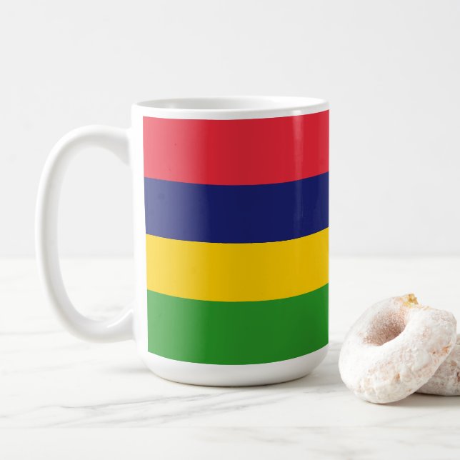 Mauritius flag coffee mug (With Donut)