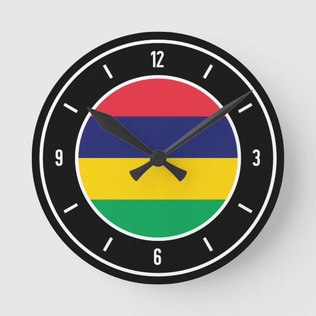 Mauritius Flag Elegant Round Clock (Front)