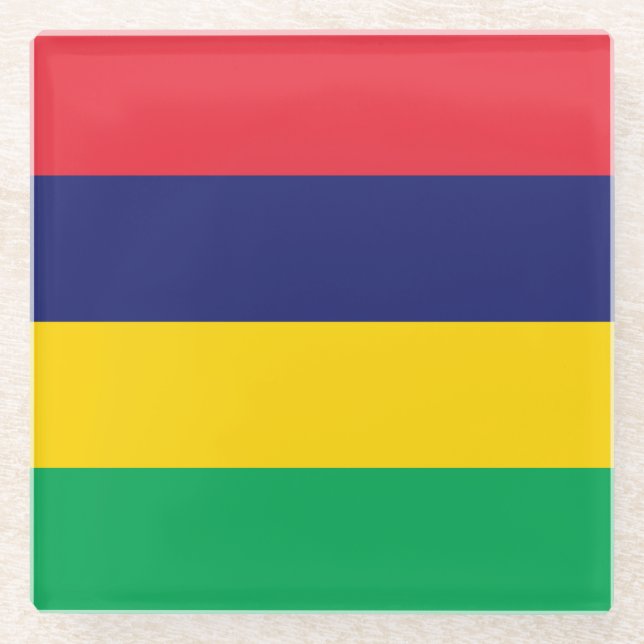 Mauritius Flag Glass Coaster (Front)