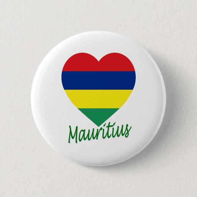 Mauritius Flag Heart 2 Inch Round Button (Front)
