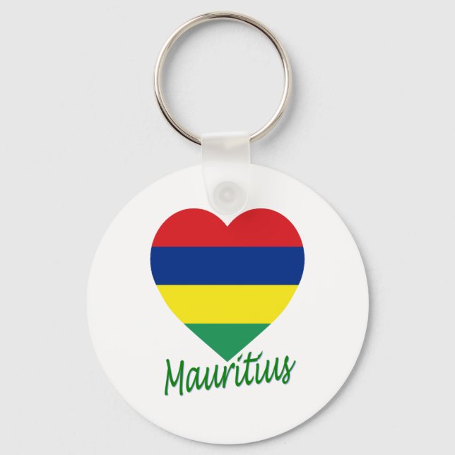 Mauritius Flag Heart Keychain (Front)
