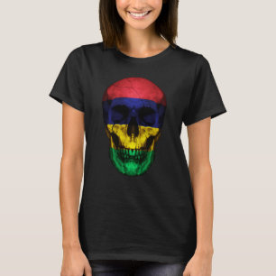 Mauritius Flag Skull Mauritian Roots Proud Patriot T-Shirt