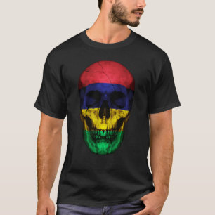 Mauritius Flag Skull Mauritian Roots Proud Patriot T-Shirt