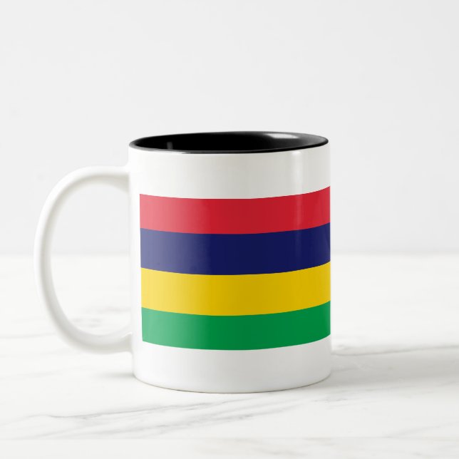 Mauritius Flag Two-Tone Coffee Mug (Left)