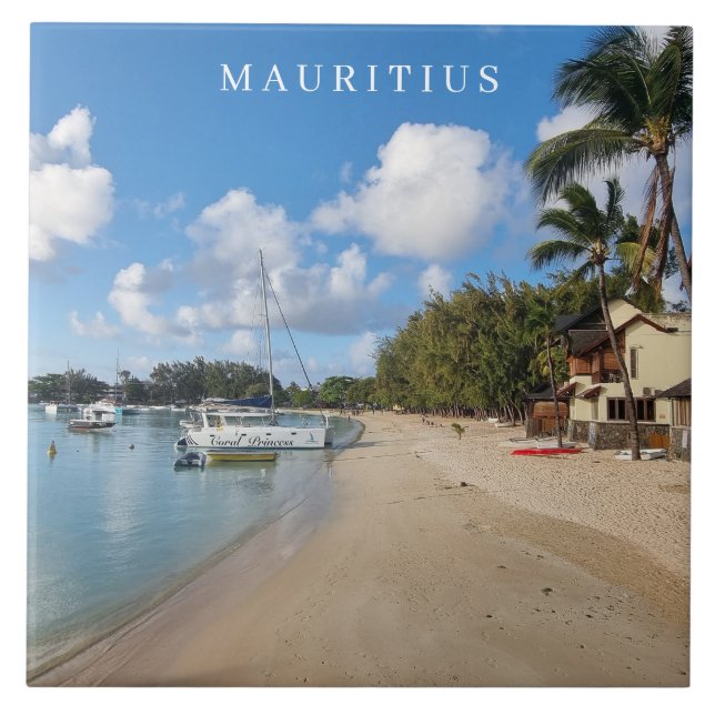 Mauritius Grand Baie beach view ceramic tile (Front)