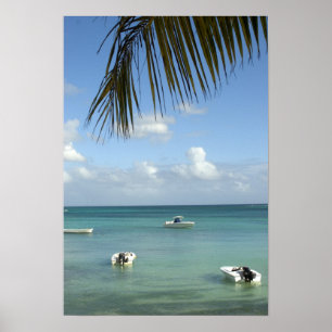 Mauritius, Grand Baie. Boats anchored in the Poster