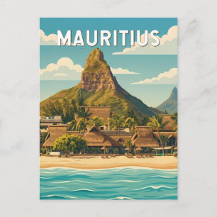 Mauritius Illustration Travel Art Vintage Postcard
