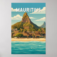 Mauritius Illustration Travel Art Vintage