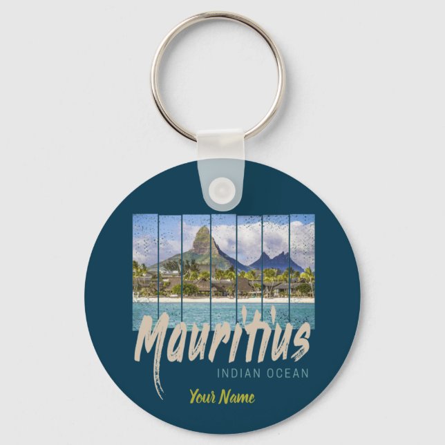 Mauritius Indian Ocean vintage beach souvenir Keychain (Front)