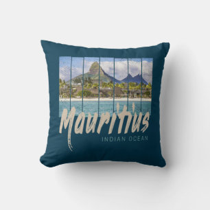 Mauritius Indian Ocean vintage beach souvenir Throw Pillow