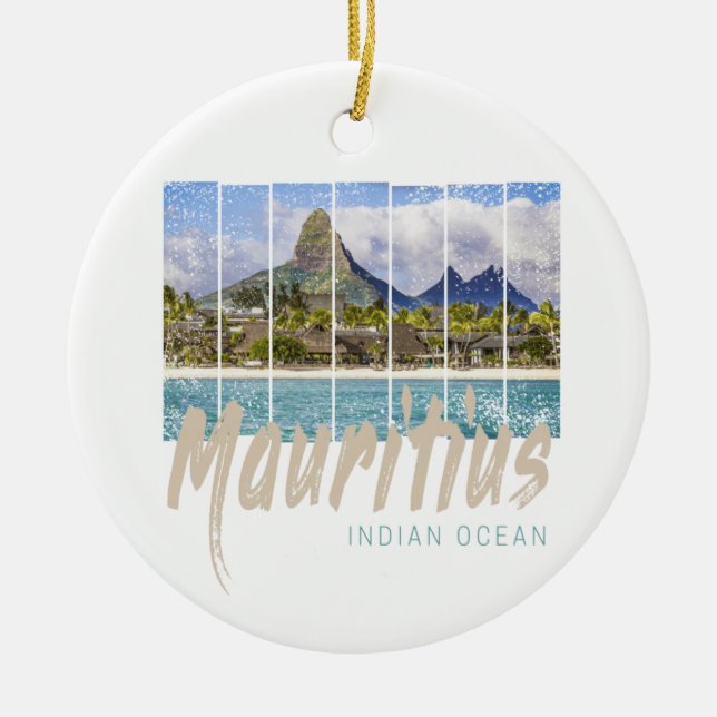 Mauritius Le Morne Brabant Mountain Souvenir Ceramic Ornament (Front)