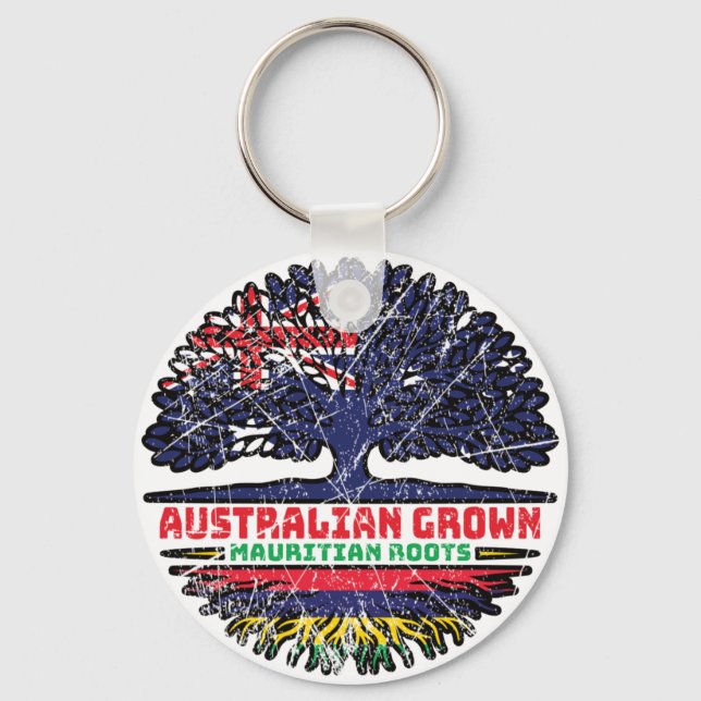 Mauritius Mauritian Australian Australia Tree Flag Keychain (Front)