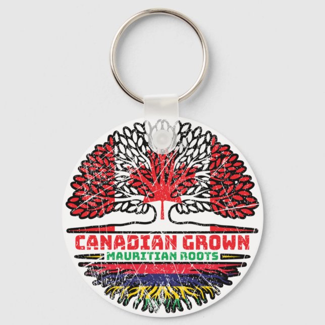 Mauritius Mauritian Canadian Canada Tree Roots Keychain (Front)