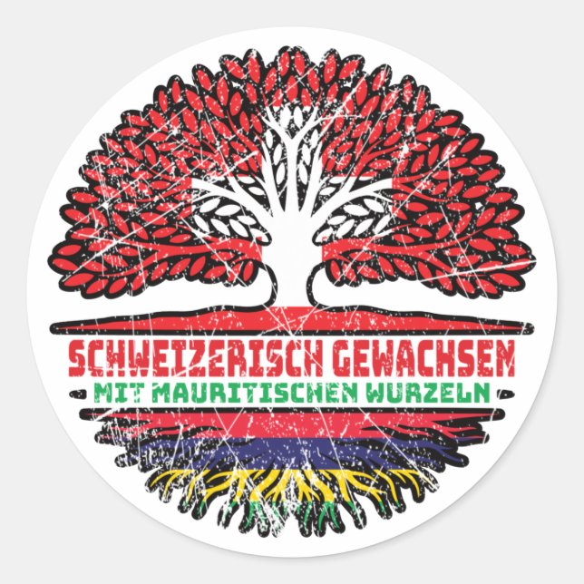 Mauritius Mauritisch Schweizer Schweiz Baum Wurzel Classic Round Sticker (Front)