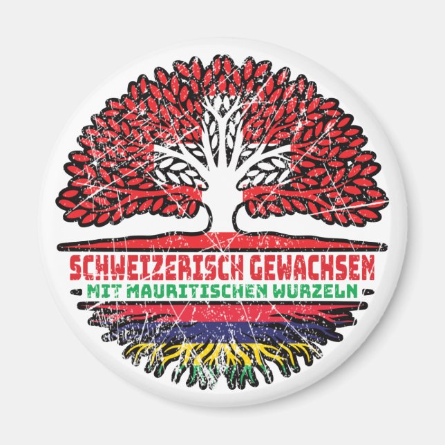 Mauritius Mauritisch Schweizer Schweiz Baum Wurzel Magnet (Front)