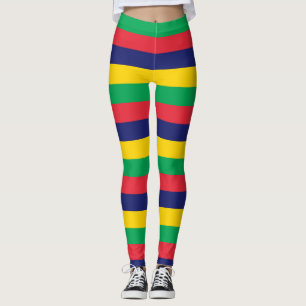 Mauritius National Flag Colours Horizontal Striped Leggings