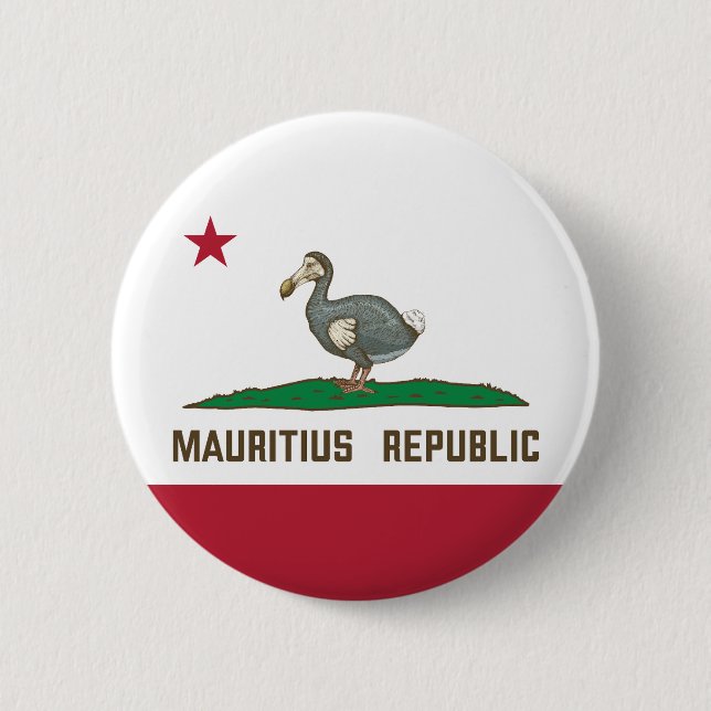 Mauritius Republic California Flag Dodo 2 Inch Round Button (Front)