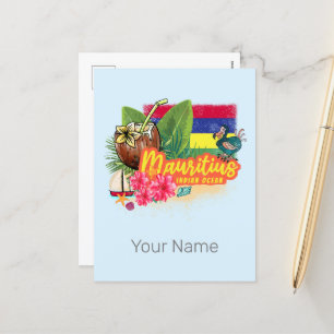 Mauritius Retro Indian Ocean Dodo and Flag Vintage Holiday Postcard