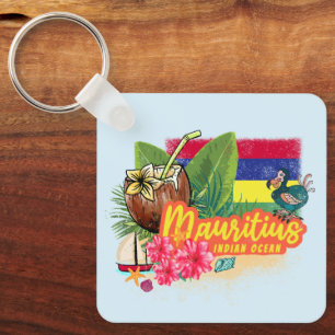 Mauritius Retro Indian Ocean Dodo and Flag Vintage Keychain