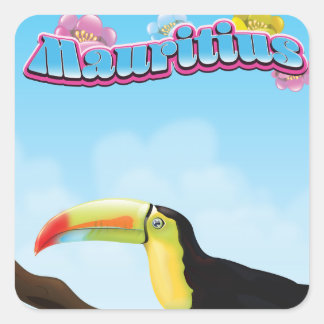 Mauritius travel poster square sticker