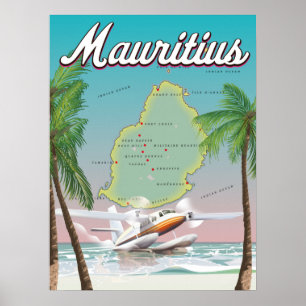 Mauritius vintage travel poster