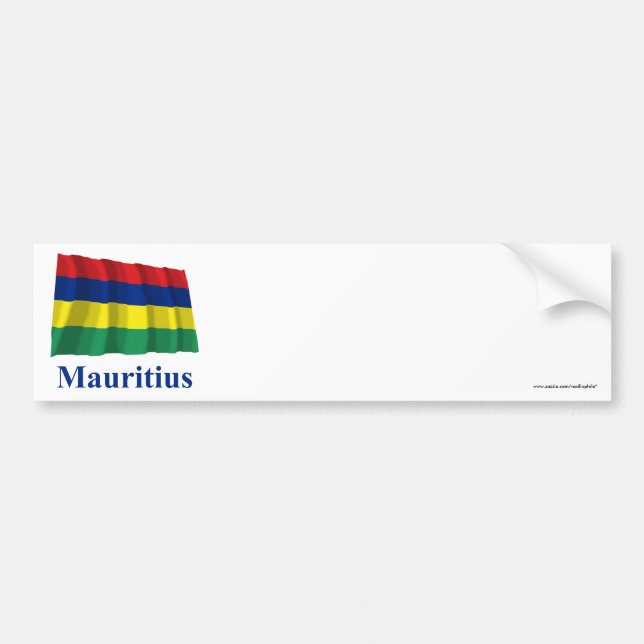 Mauritius Waving Flag with Name Bumper Sticker (Front)