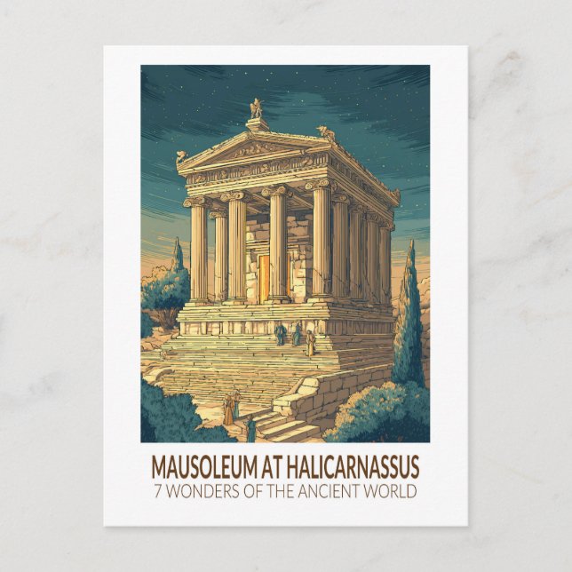 Mausoleum at Halicarnassus 7 Wonders of the World Postcard (Front)