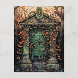 Mausoleum Door Halloween Invitation Postcard