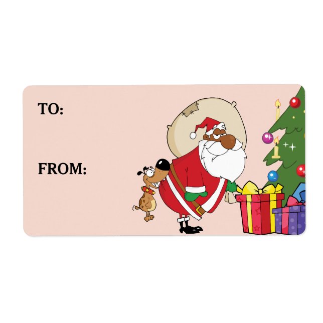 Mauvais chien mord Black Père Noël Étiquette impri (Devant)