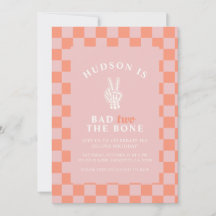 Mauvais Deux Invitations Bone Pink Second Birthday