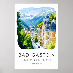 Mauvais parc aquarelle de Gastein Affiche de voyag