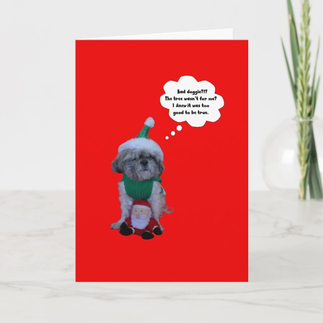 Mauvaise carte de Noël de chienchien de Shih Tzu (Devant)