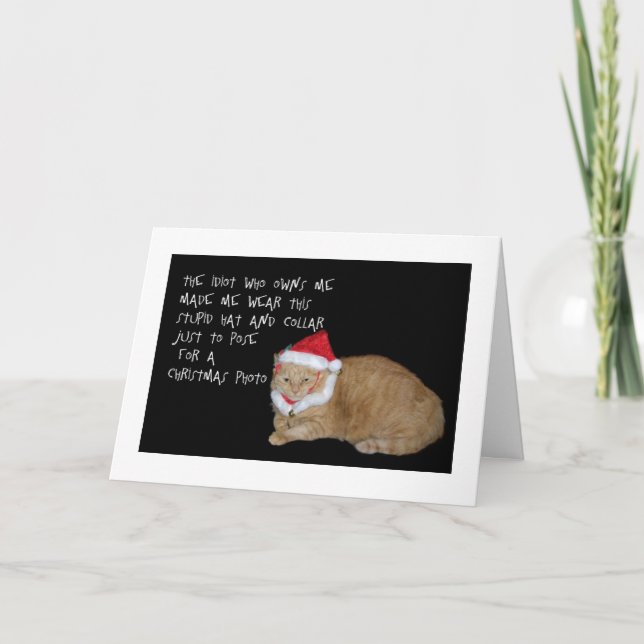 Mauvaise grosse carte de Noël de chat de Père Noël (Devant)