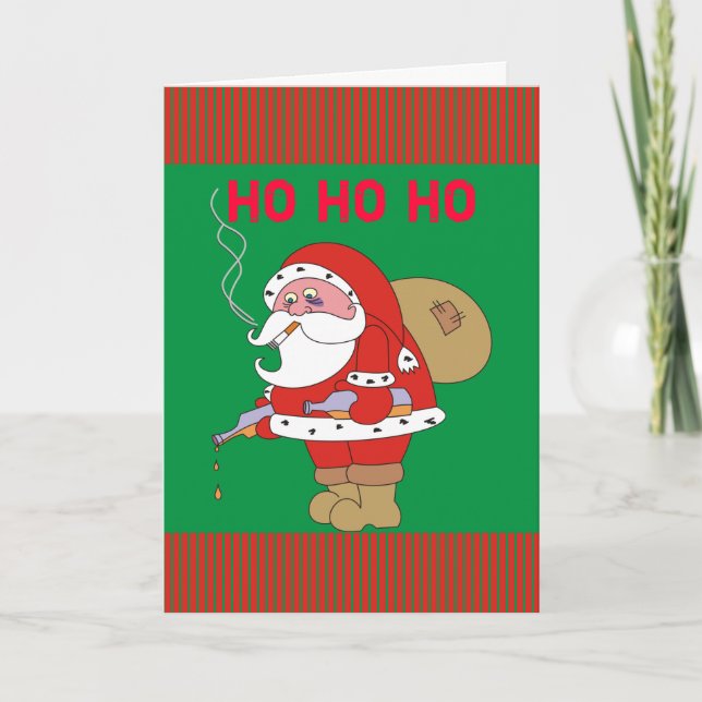 Mauvaise Père Noël drôle Carte de voeux de Noël, H (Devant)