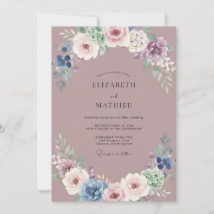 Mauve Alluring Vintage Wedding Invitation