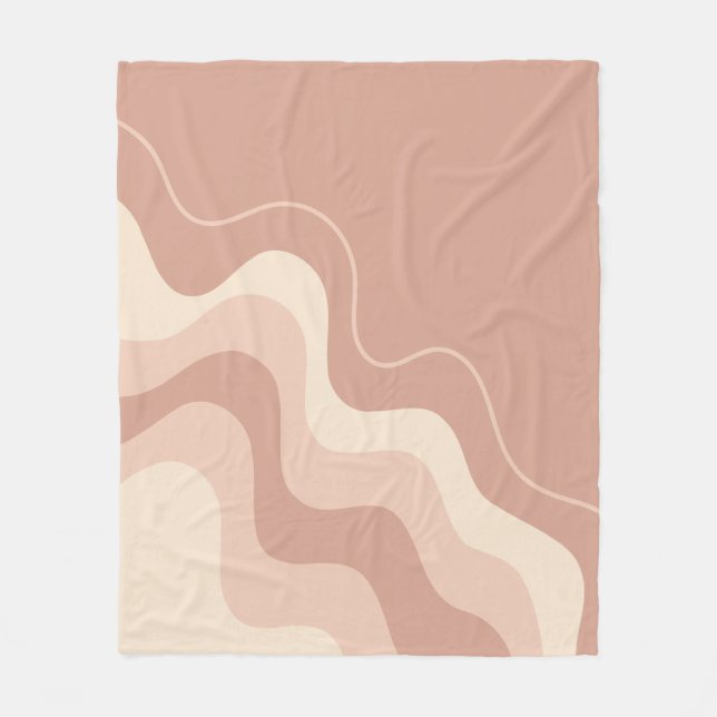 Mauve and Beige Liquid Abstract Fleece Blanket (Front)
