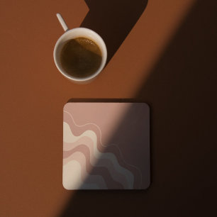 Mauve and Beige Liquid Abstract Square Paper Coaster