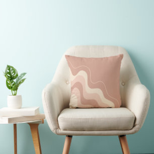 Mauve and Beige Liquid Abstract Throw Pillow