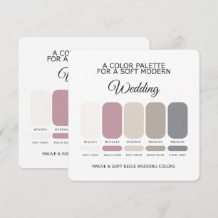 Mauve and Beige Wedding Colour Palette Card