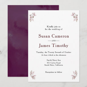 Mauve and Blush Pink floral Wedding Invitation